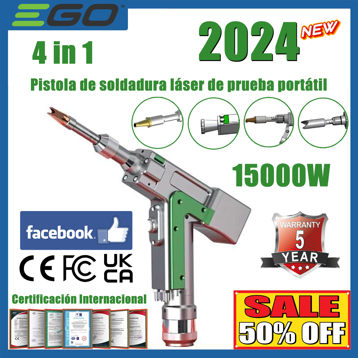 Pistola de soldadura láser multifuncional 15000W (soldadura de oro/plata/cobre/hierro aluminio/acero inoxidable) (4 en 1) soldadura + limpieza + corte + ▲ eliminación de óxido (espesor de corte 0-40 mm)